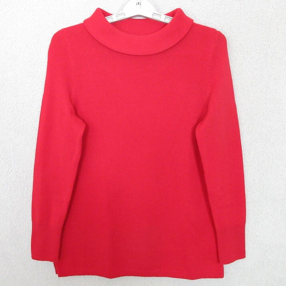 Talbots 100% Cashmere Mock Neck Sweater Red SO‎ SOFT!! Size Petite Small